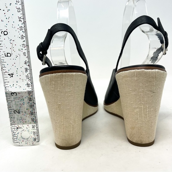 Nordstrom 1. State Genuine Leather Genna Wedge Sandal Peep Toe Sling Back Sz 8.5 - Picture 6 of 8
